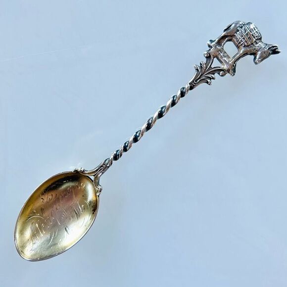 No Brand Other - Albuquerque New Mexico Donkey Twisted Stem Handle Sterling Silver Souvenir Spoon